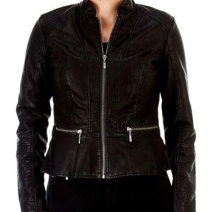 BACCINI Faux Leather woman motto Jacket Black Size S!!